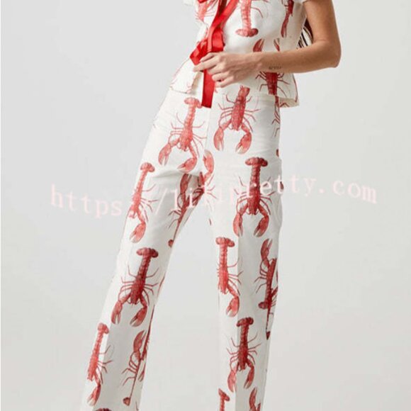 LiliPretty Lobster Set - Copenhagen tie blouse with matching pants - Picture 2 of 8